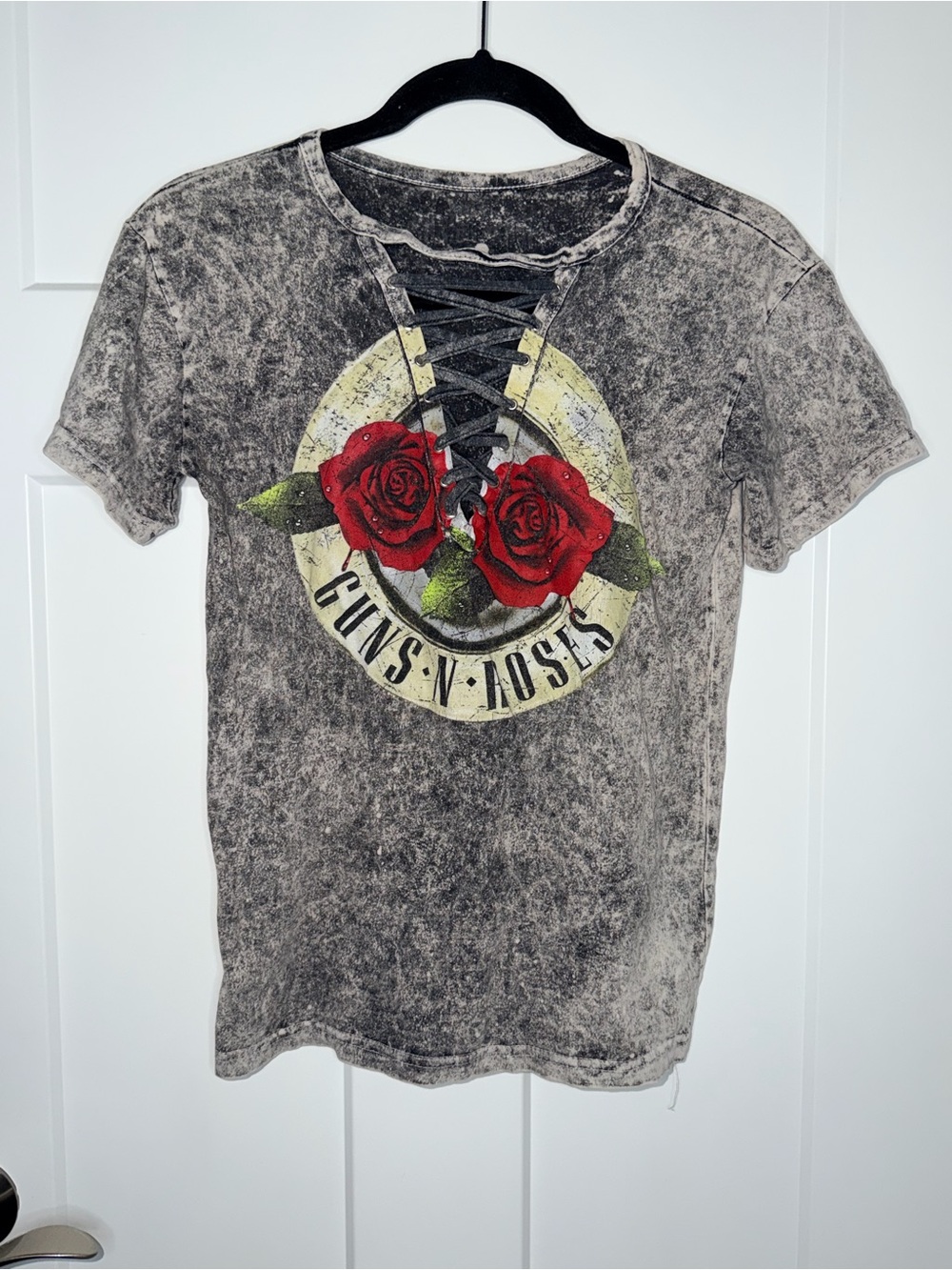 Acid Wash Guns N Roses Lace-Up Tee
